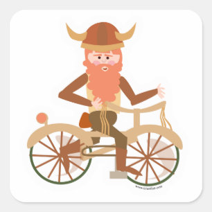 Biking Viking Square Sticker