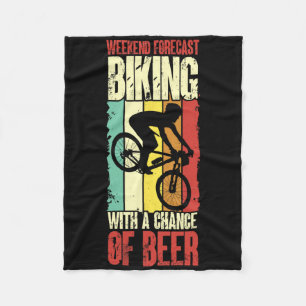 Biking With A Chance Of Beer Cycling Mountain Bike Fleece Blanket