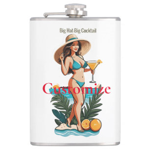Bikini Babe Big Hat- Big Cocktail Thunder_Cove  Hip Flask