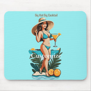 Bikini Babe Big Hat- Big Cocktail Thunder_Cove Mouse Mat