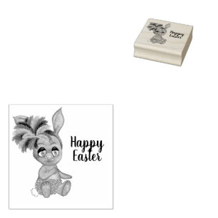 Bikini Baby Bunny Easter Custom Happy Easter Rubber Stamp