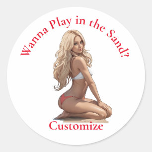 Bikini Beach Girl Thunder_Cove Classic Round Sticker