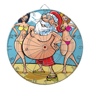 bikini beach santa claus dartboard