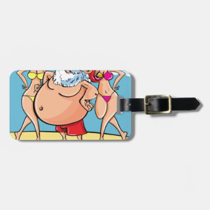 bikini beach santa claus luggage tag