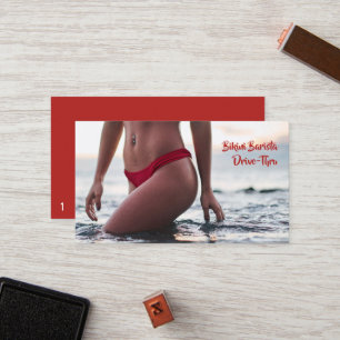 Bikini Belly Barista Coffee Horizontal Drive-Thru Loyalty Card