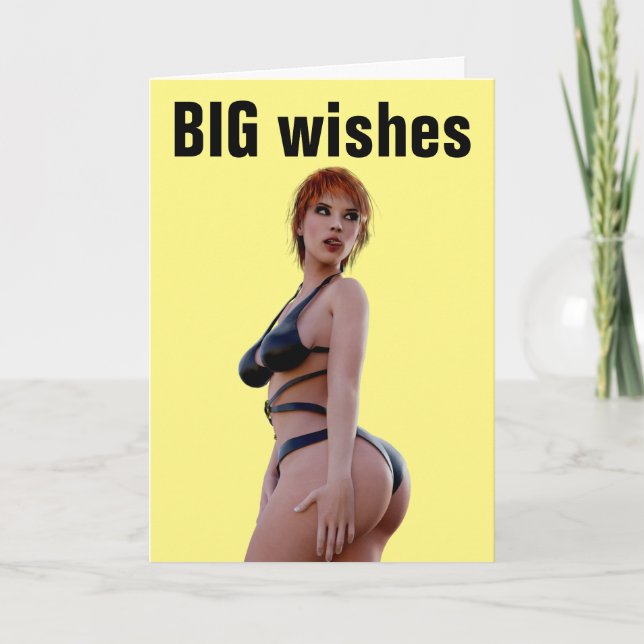 BIKINI BIG BOTTOMED GIRL BIRTHDAY CARD (Front)