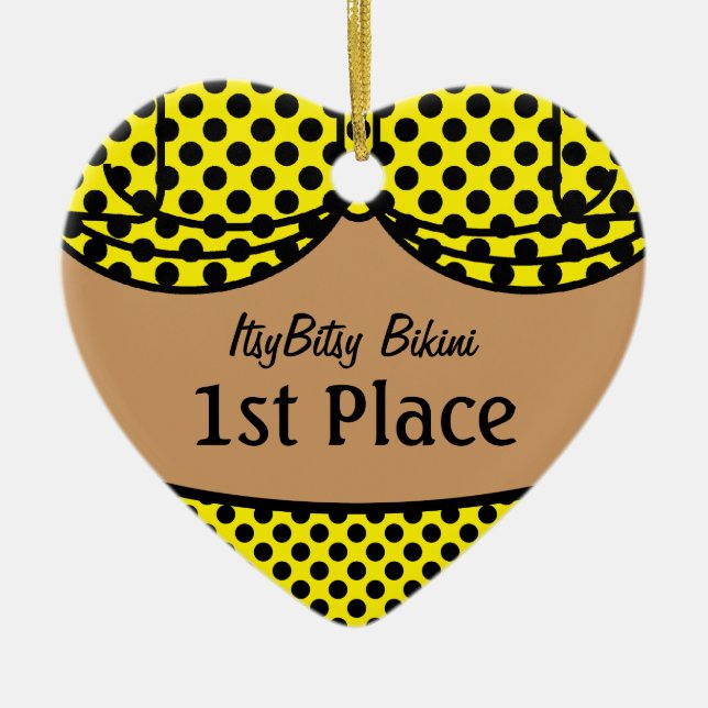 Bikini Black Polka Dot Ceramic Tree Decoration (Front)