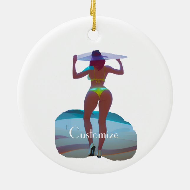 Bikini Booty Beach Girl Thunder_Cove Ceramic Tree Decoration (Back)