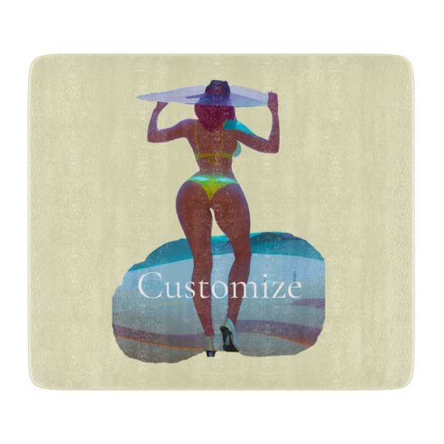 Bikini Booty Beach Girl Thunder_Cove Cutting Board (Front)