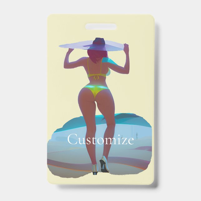 Bikini Booty Beach Girl Thunder_Cove ID Badge (Front)