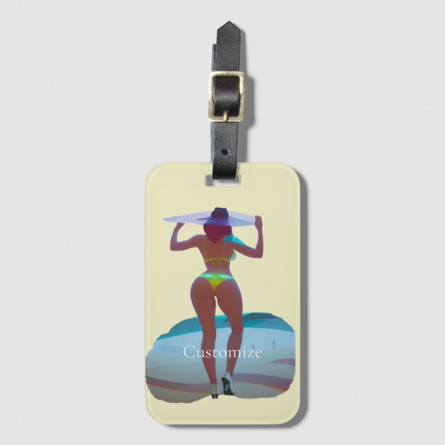 Bikini Booty Beach Girl Thunder_Cove Luggage Tag (Front Vertical)