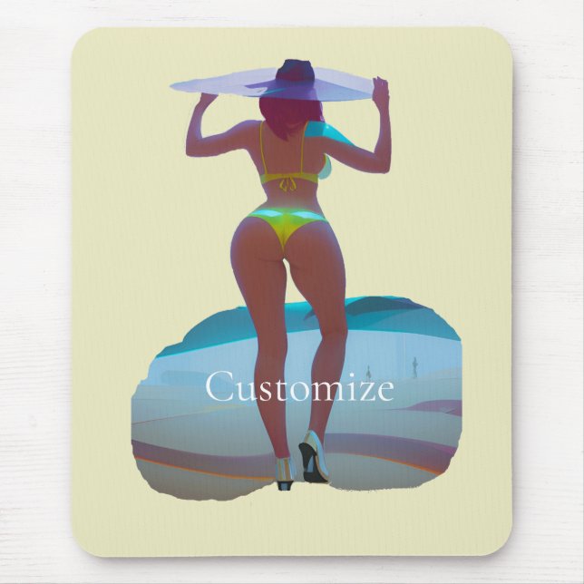 Bikini Booty Beach Girl Thunder_Cove Mouse Mat (Front)