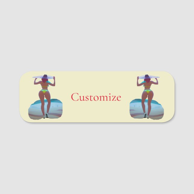 Bikini Booty Beach Girl Thunder_Cove Name Tag (Front)