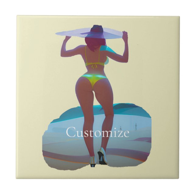 Bikini Booty Beach Girl Thunder_Cove Tile (Front)
