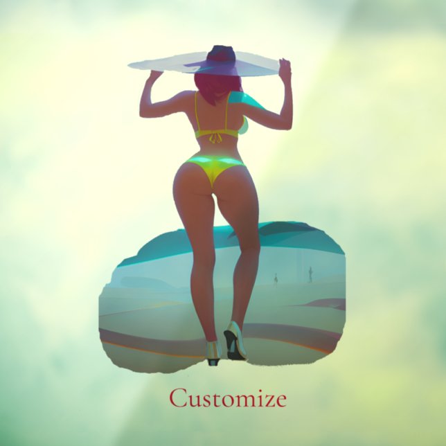 Bikini Booty Beach Girl Thunder_Cove  Window Cling (Sheet 3)