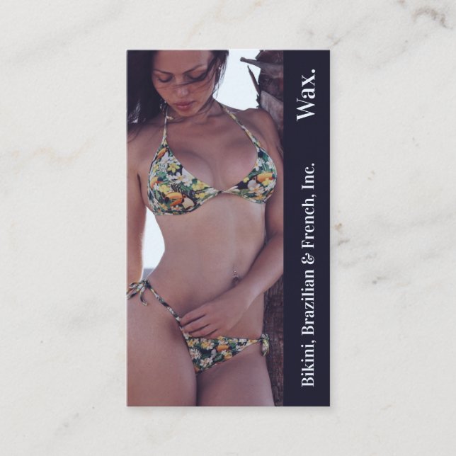 Bikini Brazilian French Wax Photo Floral Punchcard Loyalty Card (Front)