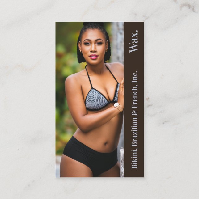 Bikini Brazilian French Wax Photo Gray Punchcard Loyalty Card (Front)