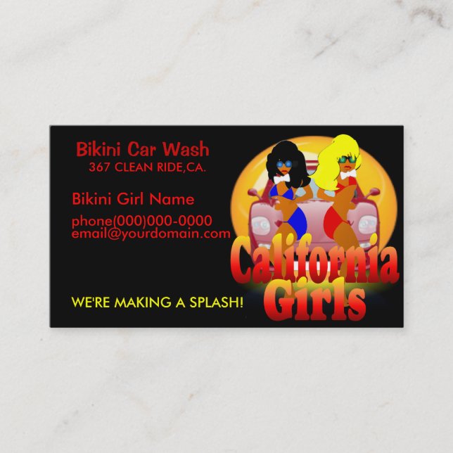Bikini Car Wash Business Cards (Front)