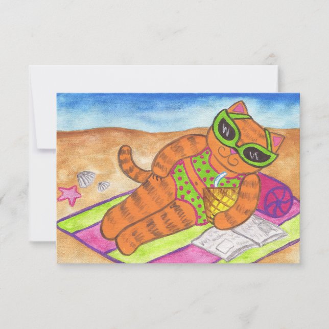 Bikini Cat Summer Invitations (Front)