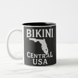 Bikini Central USA Patriotic American Flag Summer  Two-Tone Coffee Mug