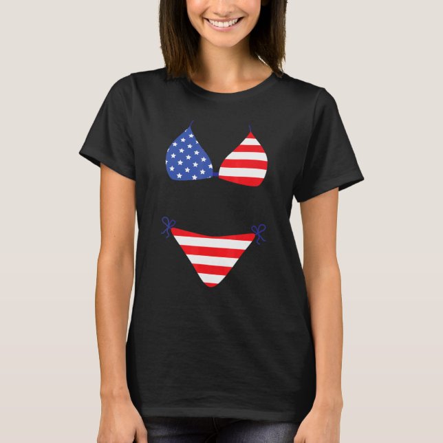 Bikini  Cover Up Swimsuit 4th Of July American Fla T-Shirt (Front)