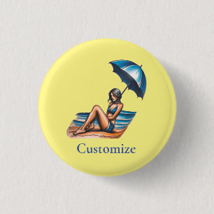 Bikini Girl Beach Napping Thunder_Cove 3 Cm Round Badge
