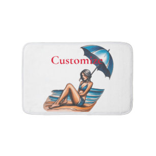 Bikini Girl Beach Napping Thunder_Cove Bath Mat