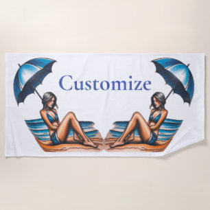 Bikini Girl Beach Napping Thunder_Cove  Beach Towel