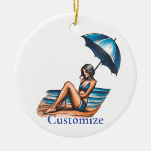 Bikini Girl Beach Napping Thunder_Cove  Ceramic Tree Decoration