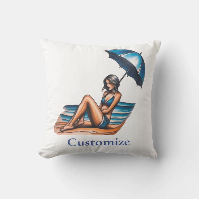 Bikini Girl Beach Napping Thunder_Cove  Cushion (Front)