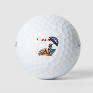 Bikini Girl Beach Napping Thunder_Cove  Golf Balls