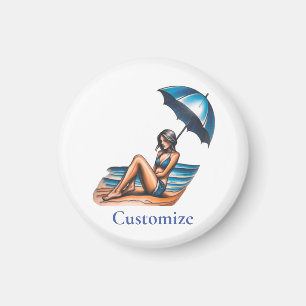 Bikini Girl Beach Napping Thunder_Cove  Magnet