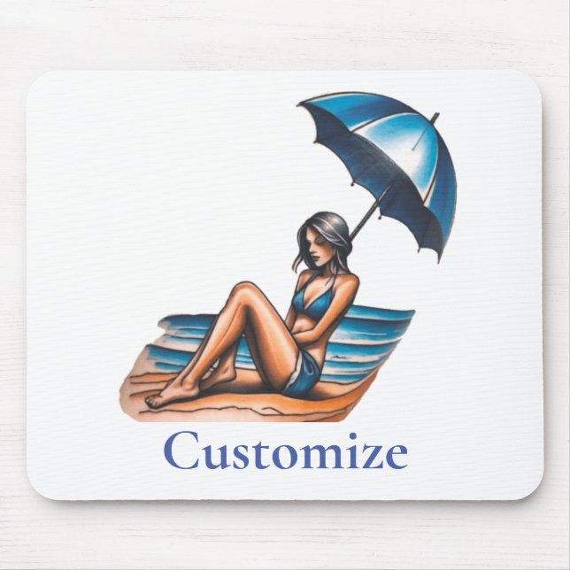 Bikini Girl Beach Napping Thunder_Cove  Mouse Mat (Front)