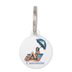 Bikini Girl Beach Napping Thunder_Cove Pet Tag