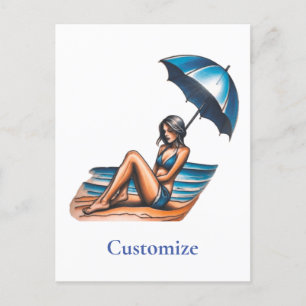 Bikini Girl Beach Napping Thunder_Cove Postcard