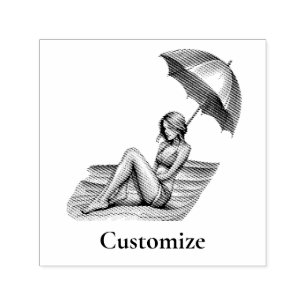 Bikini Girl Beach Napping Thunder_Cove  Self-inking Stamp