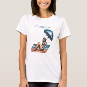 Bikini Girl Beach Napping Thunder_Cove T-Shirt