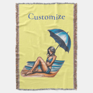 Bikini Girl Beach Napping Thunder_Cove Throw Blanket