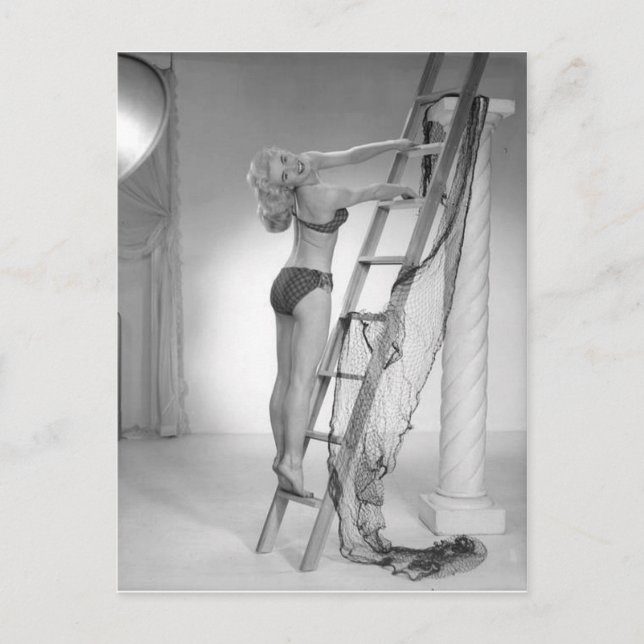 Bikini girl Black and White photo Postcard (Front)