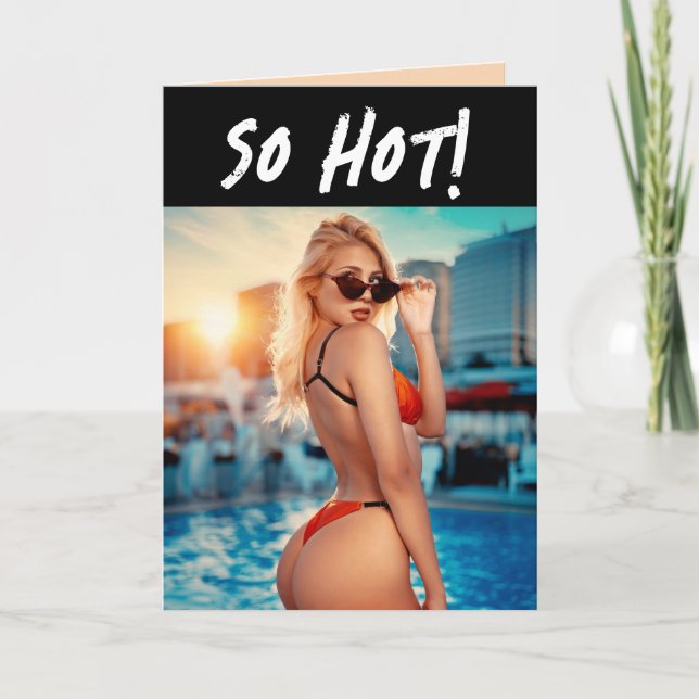  BIKINI GIRL FUNNY OVER THE HILL BIRTHDAY CARD (Front)