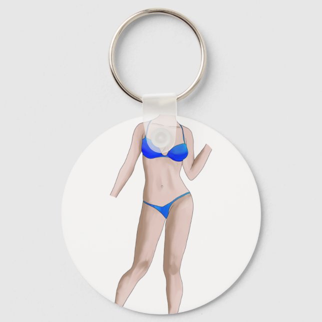 Bikini Girl Oil Painting Key Ring (Front)