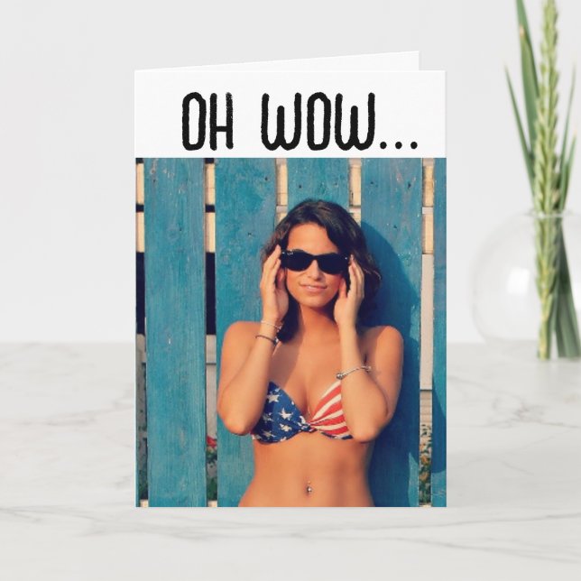  BIKINI GIRL OVER THE HILL BIRTHDAY CARD FOR HIM (Front)