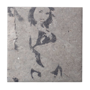 Bikini Girl Street Art Tile