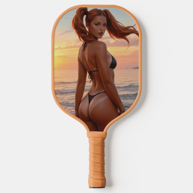 BIKINI GIRL TAN LINES PICKLEBALL PADDLE (Front)