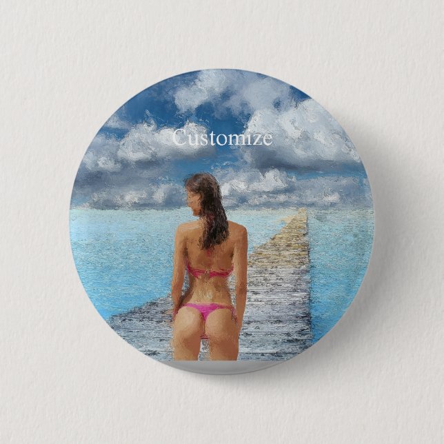 Bikini Girl Thunder_Cove 6 Cm Round Badge (Front)