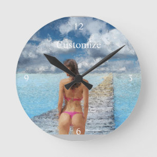Bikini Girl Thunder_Cove  Round Clock