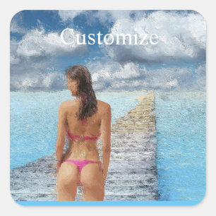 Bikini Girl Thunder_Cove Square Sticker
