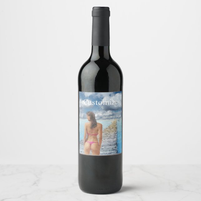 Bikini Girl Thunder_Cove  Wine Label (Front)