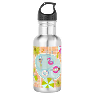 Bikini girls and guys playing swimming pool game 532 ml water bottle