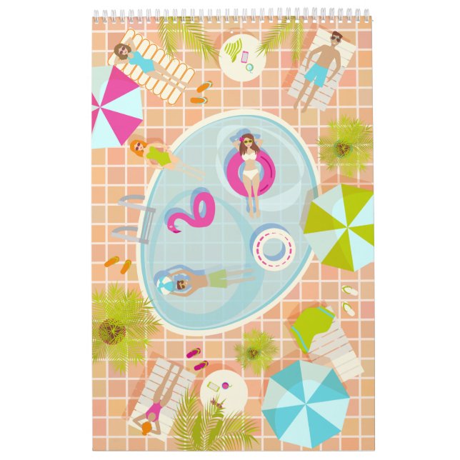 Bikini girls and guys playing swimming pool game calendar (Cover)
